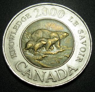 Canada 2 Dollars 2000 Coin Km 399 Bi - Metallic2 Bears photo