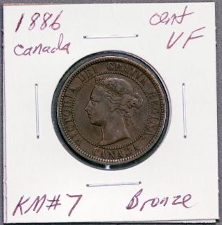 1886 Canada Large Cent Vf Km 7 Bronze photo