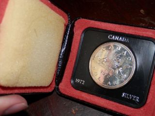 1972 Canada Silver Proof $1 One Dollar Coin Money Cased (b) photo