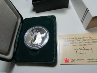 1986 Canada Calgary Olympic 3 Hockey Sterling Silver Proof $20 Coin 1988 photo