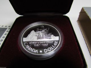 1987 Canada Cased Proof Silver Dollar,  Royal Canadian,  Davis Strait Coin photo