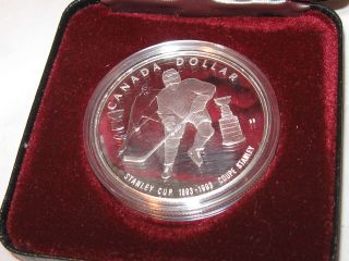 1993 Canada Silver Proof Dollar - 100th Anniversary Of Stanley Cup 1 Oz photo