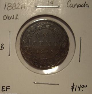 B Canada Victoria 1882h Obv 2 Large Cent - Ef photo