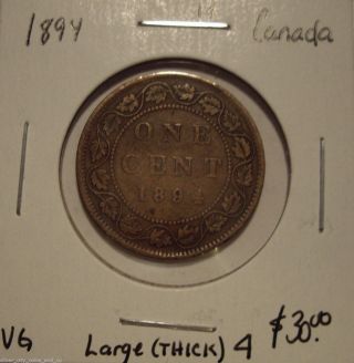 Canada Victoria 1894 Large 4 Large Cent - Vg photo