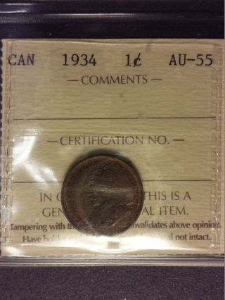 1934 Canada 1 Cent Iccs Au - 55 photo