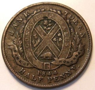 1844 Token Of The Province Of Canada Half Penny Token Bank Of Montreal photo