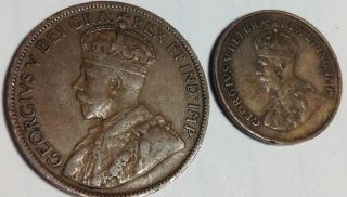 A 1920 Canada Large Cent And Small Cent - photo