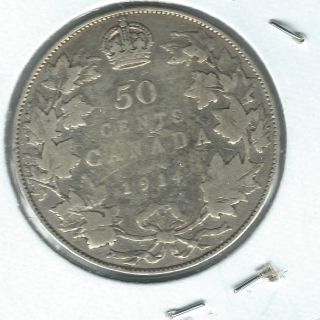 50 Cents 1914 Canada 50c Half Dollar Silver Canadian Coin photo