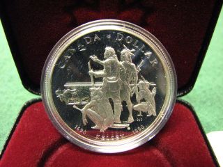 1990 Canada Rcm Silver Dollar Kelsey Silver Coin W/ Black Box & photo