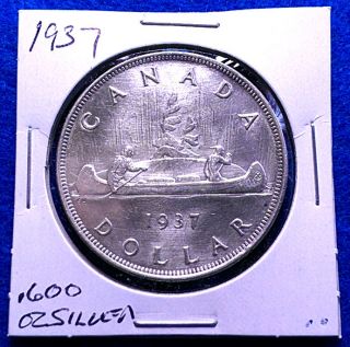 Canada 1937 Silver Dollar,  Km 37,  Top Grade Au Or Uncirculated photo