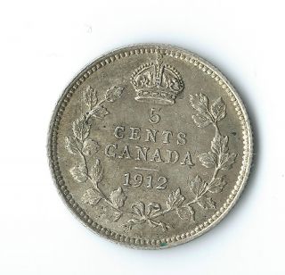 5 Cents 1912 Canada 5c Silver Canadian Coin Nickel photo