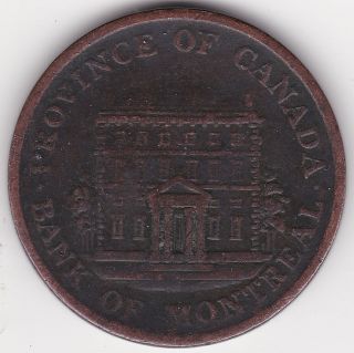 1844 Province Of Canada Half Penny - Bank Of Montreal - 170 Years Old photo