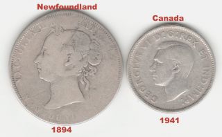 1894 - Fifty Cent Newfoundland Pre - Confederation Canada &1941 - 25 Five Cent. photo