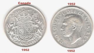 1952 50c Canada 50 Cents - 0.  800 Silver - 0.  3000 Oz.  Great Coin To Have. photo