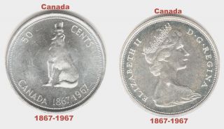 1867 - 1967 Canada Half Dollar - 0.  800 Silver - 0.  3000 Oz.  Confederation Centennial photo