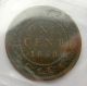 1858 Large Cent Iccs F - 12 Very Scarce Date Key 1st Canada & Queen Victoria Penny Coins: Canada photo 1