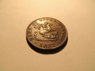 1857 Half Penny Coin Token Bank Of Upper Canada photo