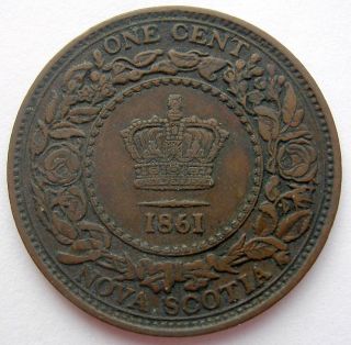 1861 Lb Nova Scotia Large Cent Vf - 20 Scarce & Queen Victoria N.  S.  Penny photo
