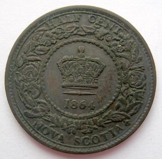 1864 Nova Scotia Half Cent Vf - 20 Scarce & Low Mintage N.  S.  Victoria ½¢ photo