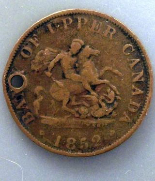 1852 Canada 1/2 Penny Token Km Tn2 Bank Of Upper Canada photo