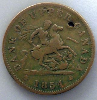 1854 Canada Penny Token Km Tn3 Bank Of Upper Canada photo