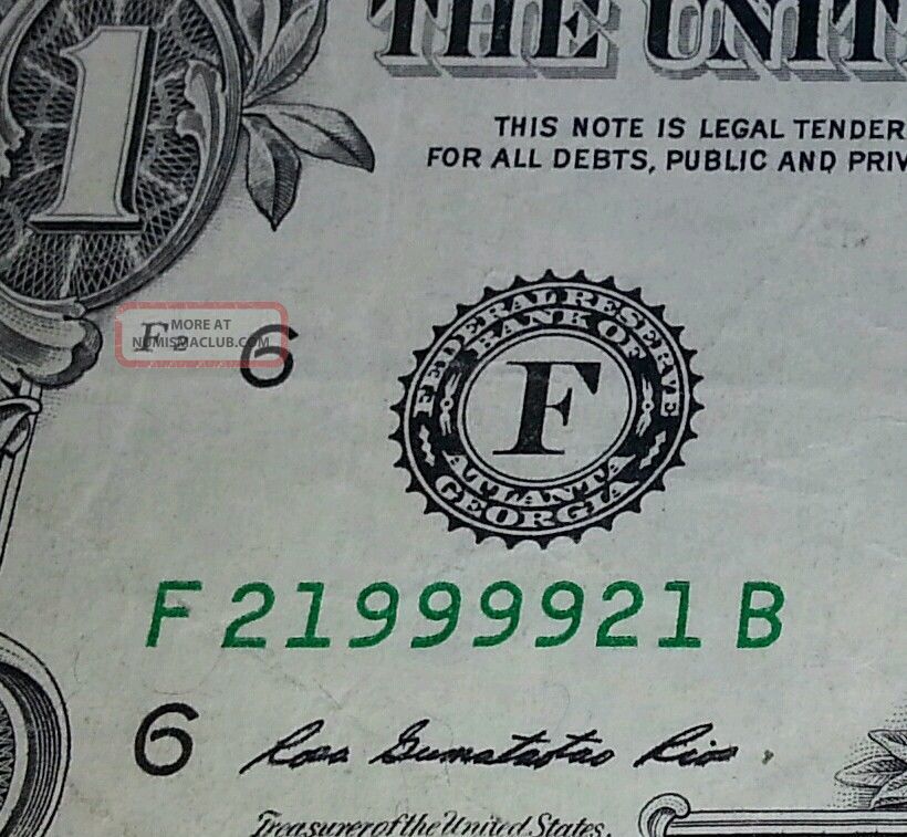 2009 $1 Fancy Numbers