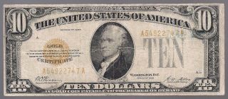 Fr.  2400 1928 $10 Ten Dollars Gold Certificate Currency Note Fine photo