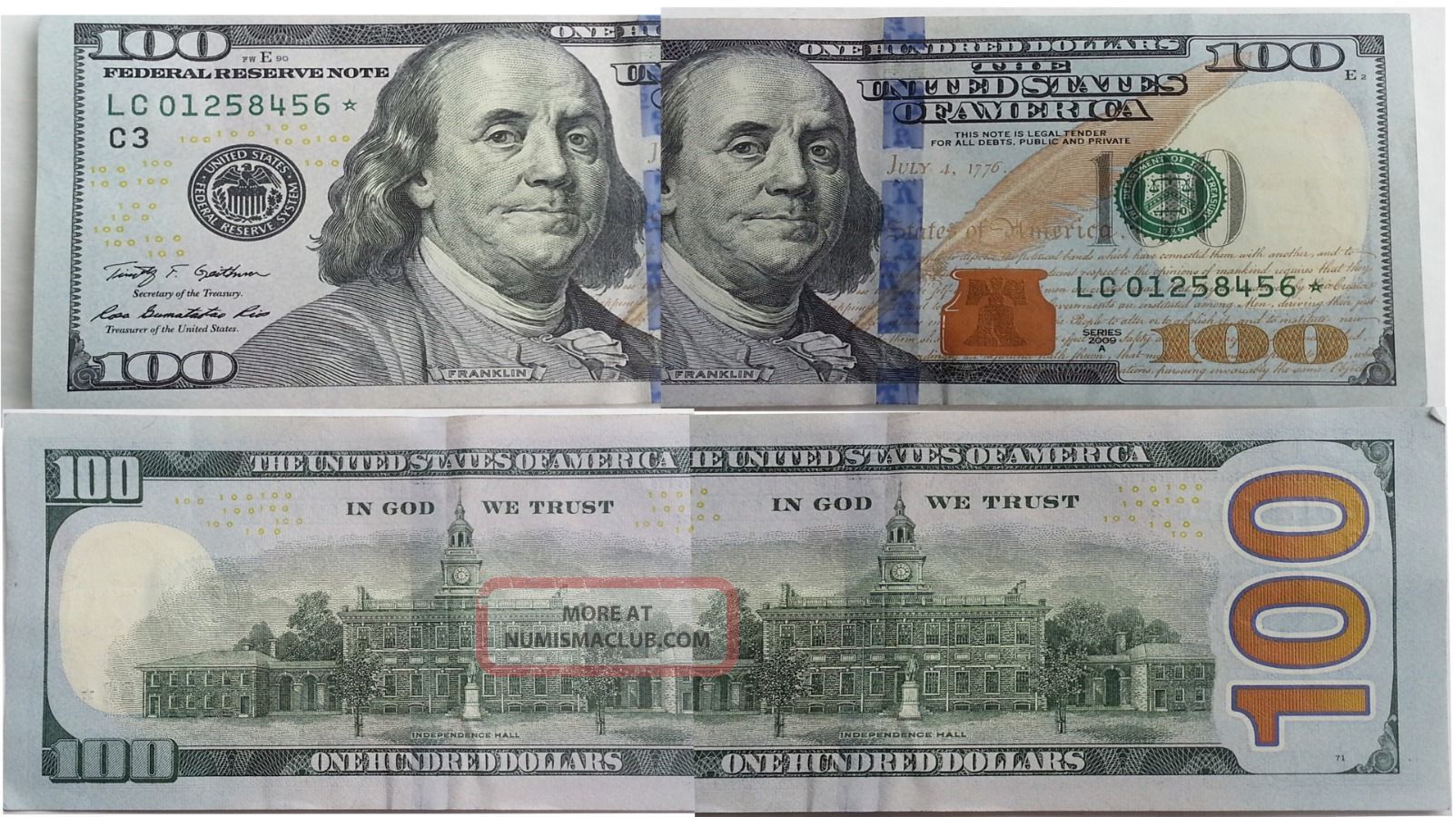 Real 100$ Usa Star Federal Reserve Note From 2009 Real One Hundred ...
