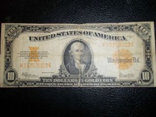 1922 10.  00 Gold Coin Note,  Speelman/white.  Fine Or Better, photo
