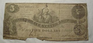 1861 $5 T36 Confederate Currency Note_early Low Serial Number photo