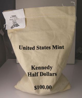 2006 P & D $100 Face Kennedy Half Dollar Unc 200 Coin Bag photo