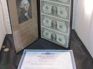 Official Certificate Black Angus Bankers Portfolio Uncut Sheet $1 Bills photo