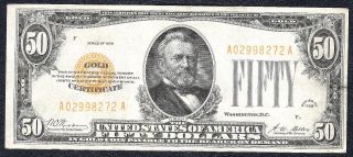 1928 $50 Gold Certificate Fine/very Fine photo