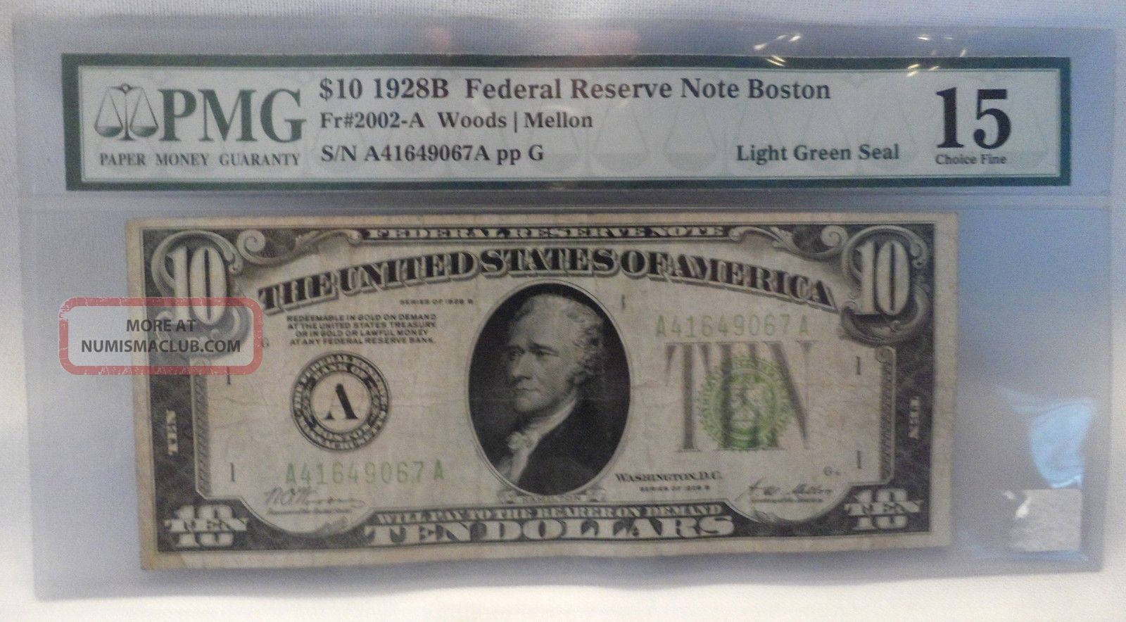 1928b Federal Reserve Note Boston Pmg 15 Choice Fine