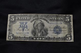 1899 $5.  00 Chief Silver Certificate Signatures Of Elliot - White Solid Vf Note photo
