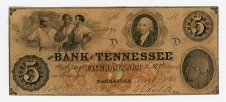 1858 $5 The Bank Of Tennessee Note photo