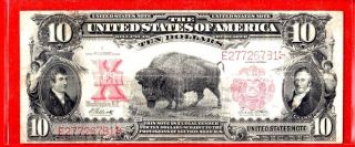 1901 $10 Large Size Legal Tender Note With Bison Rare photo
