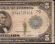 Large 1914 $5 Dollar Bill Federal Reserve Note Old Paper Money Currency Fr 871a Large Size Notes photo 1