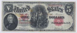 Series Of 1907 $5.  00 Legal Tender Note.  F - 88 photo