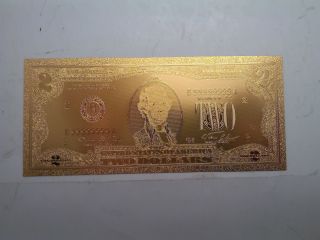 $2 Usd Gold Foil Bill 24kt Gold 9999999 Special Edition photo