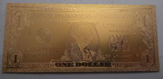 $1 Usd Gold Foil Bill 24kt Gold 9999999 Special Edition photo