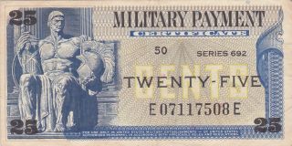25 Cents Usa Military Payment Certificate Fine photo