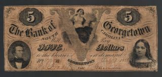 $5 Georgetown Bank South Carolina Old Obsolete Sc Paper Money Currency Note Bill photo