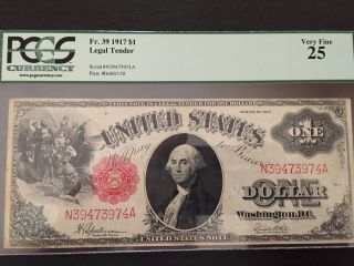$1 1917 Legal Tender United States Note Pcgs 25 Vf photo