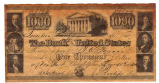 $1000 1840 The Bank Of The United States Franklin Penn Madison Antiqued Replica photo