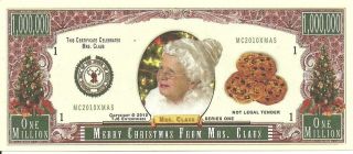 Novelty Usapaper Money Tj6 2010 Mrs Santa Clauss Christmas Million Banknote photo