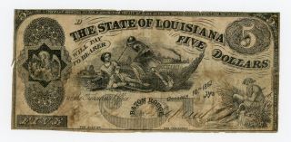 1862 $5 The State Of Louisiana 