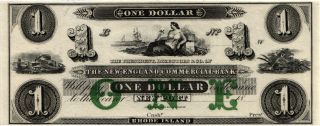 18 - - $1.  00 The England Commercial Bank,  Port,  Ri.  Remainder Note Cu N288 photo