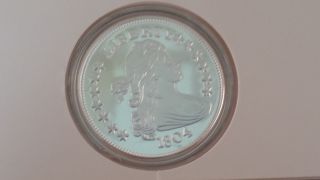 1804 Liberty Bust Dollar Proof Replica.  999 Fine Silver 2 Toz Bullion Round photo