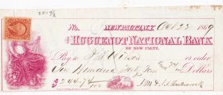 Very Old 1869 The Huguenot National Bank,  Platz,  York,  Revenue photo